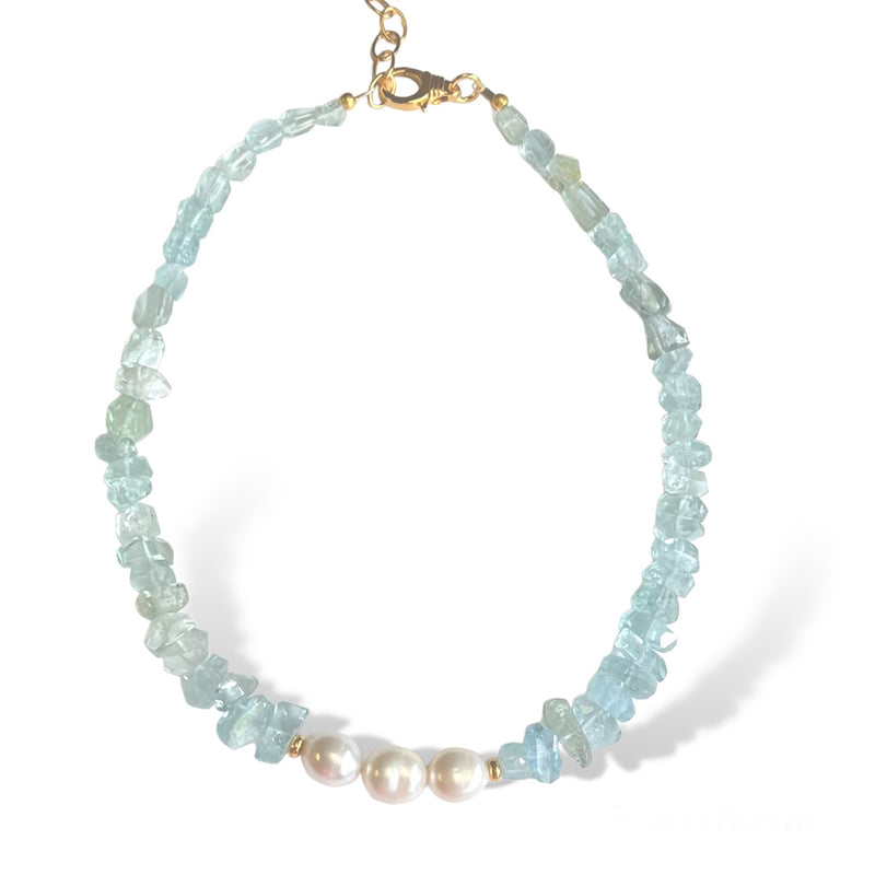 Aquamarine Rock Crystal Pearl Necklace ESTATE | eBay